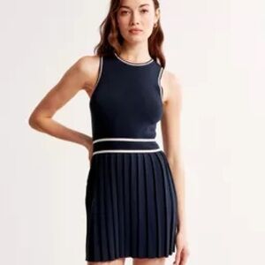 Abercrombie & Fitch Pleated Tennis Dress – Navy – Petite XXSP